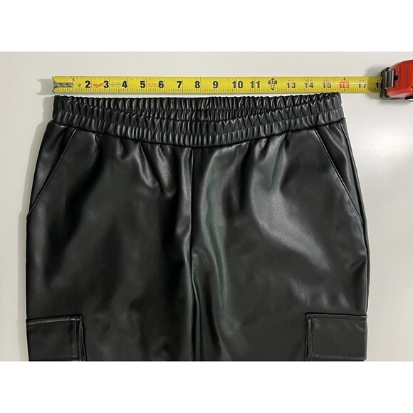 Steve Madden Womens Faux Leather Pull On Cargo Jogger Black Sz L Moto - Picture 4 of 12
